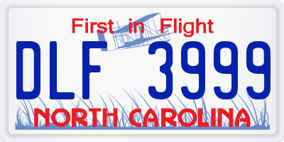 NC license plate DLF3999