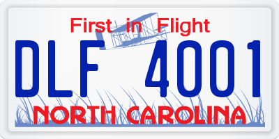 NC license plate DLF4001