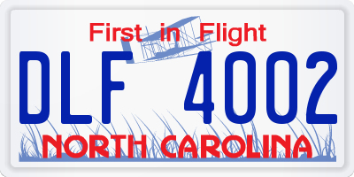 NC license plate DLF4002