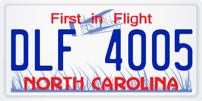 NC license plate DLF4005