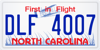 NC license plate DLF4007