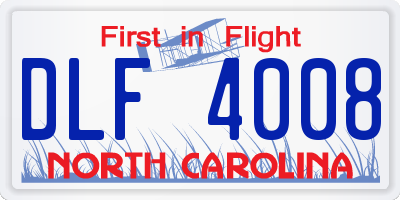 NC license plate DLF4008