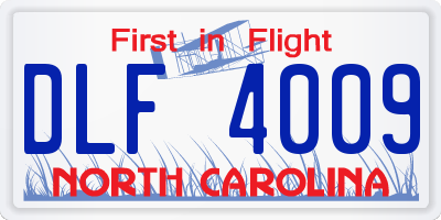 NC license plate DLF4009