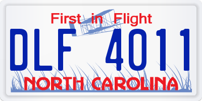 NC license plate DLF4011