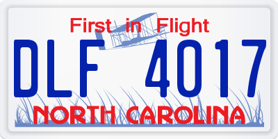 NC license plate DLF4017