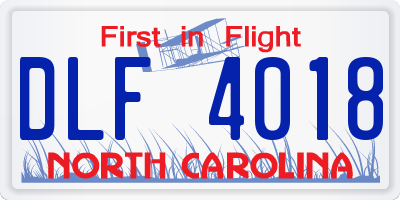 NC license plate DLF4018
