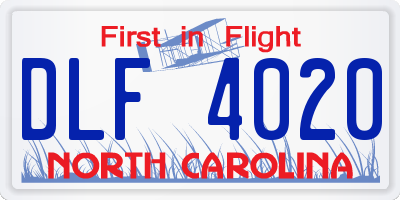 NC license plate DLF4020