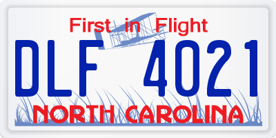 NC license plate DLF4021