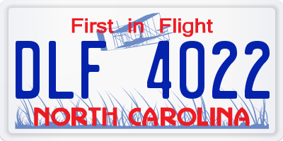 NC license plate DLF4022