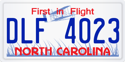 NC license plate DLF4023
