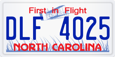 NC license plate DLF4025