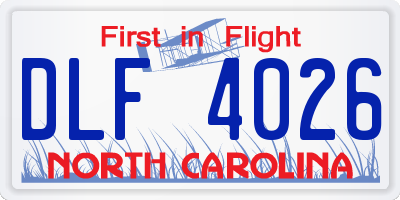 NC license plate DLF4026