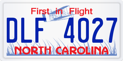 NC license plate DLF4027