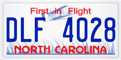 NC license plate DLF4028