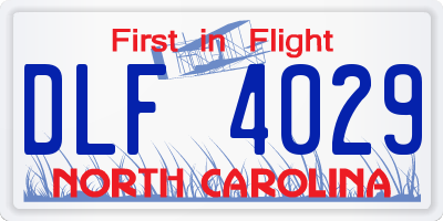 NC license plate DLF4029