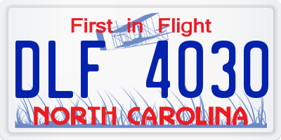 NC license plate DLF4030