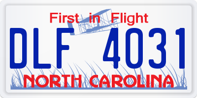 NC license plate DLF4031