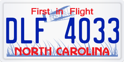 NC license plate DLF4033