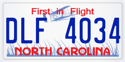 NC license plate DLF4034