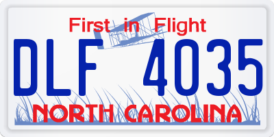 NC license plate DLF4035