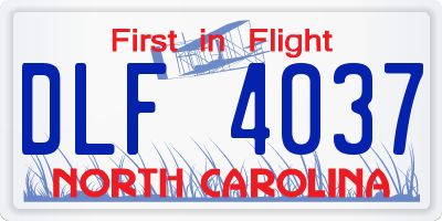 NC license plate DLF4037