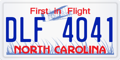 NC license plate DLF4041