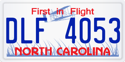 NC license plate DLF4053