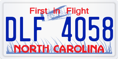 NC license plate DLF4058
