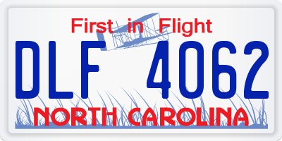 NC license plate DLF4062