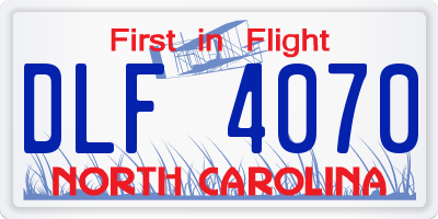 NC license plate DLF4070