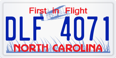 NC license plate DLF4071