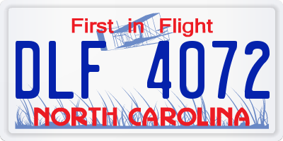 NC license plate DLF4072