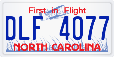 NC license plate DLF4077