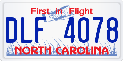 NC license plate DLF4078