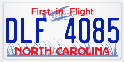 NC license plate DLF4085
