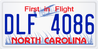 NC license plate DLF4086