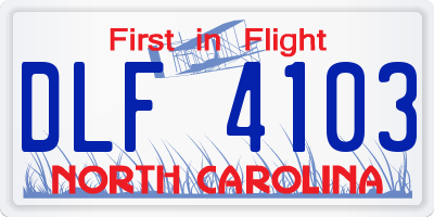 NC license plate DLF4103