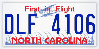 NC license plate DLF4106