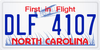 NC license plate DLF4107