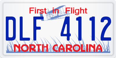 NC license plate DLF4112