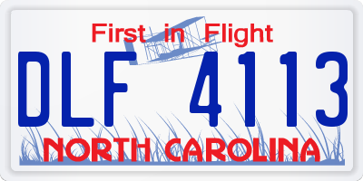 NC license plate DLF4113