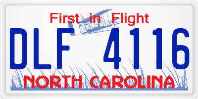 NC license plate DLF4116