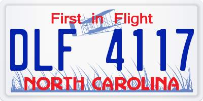 NC license plate DLF4117
