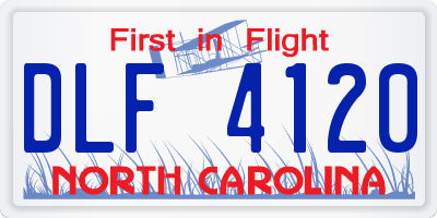 NC license plate DLF4120