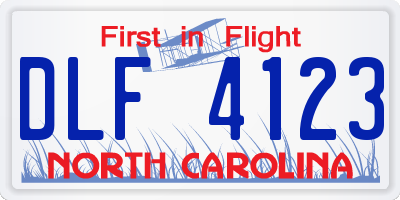 NC license plate DLF4123