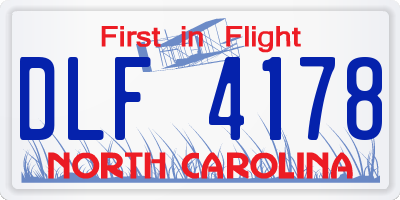 NC license plate DLF4178