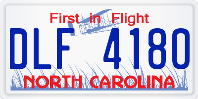 NC license plate DLF4180