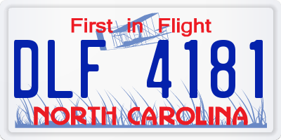 NC license plate DLF4181