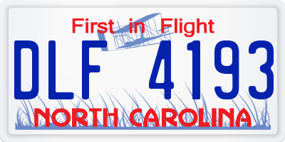 NC license plate DLF4193