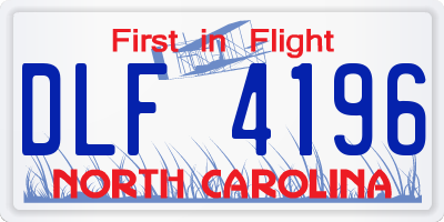 NC license plate DLF4196